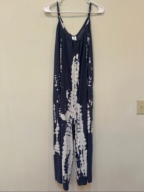 Tie-Dye Blue & White Spaghetti-Strap Jumpsuit